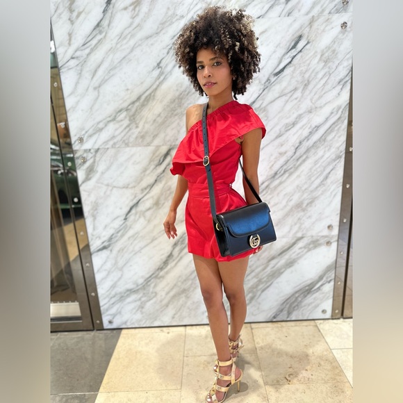 Gucci Women's GG Interlocking Flap Crossbody Bag Black DM1 - Picture 3 of 16